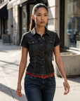 Women's Classic Slim Fit Short Sleeve Shirt – Button-Down Collar