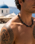 Men's Black Zircon Tennis Chain Necklace with Panther Pendant