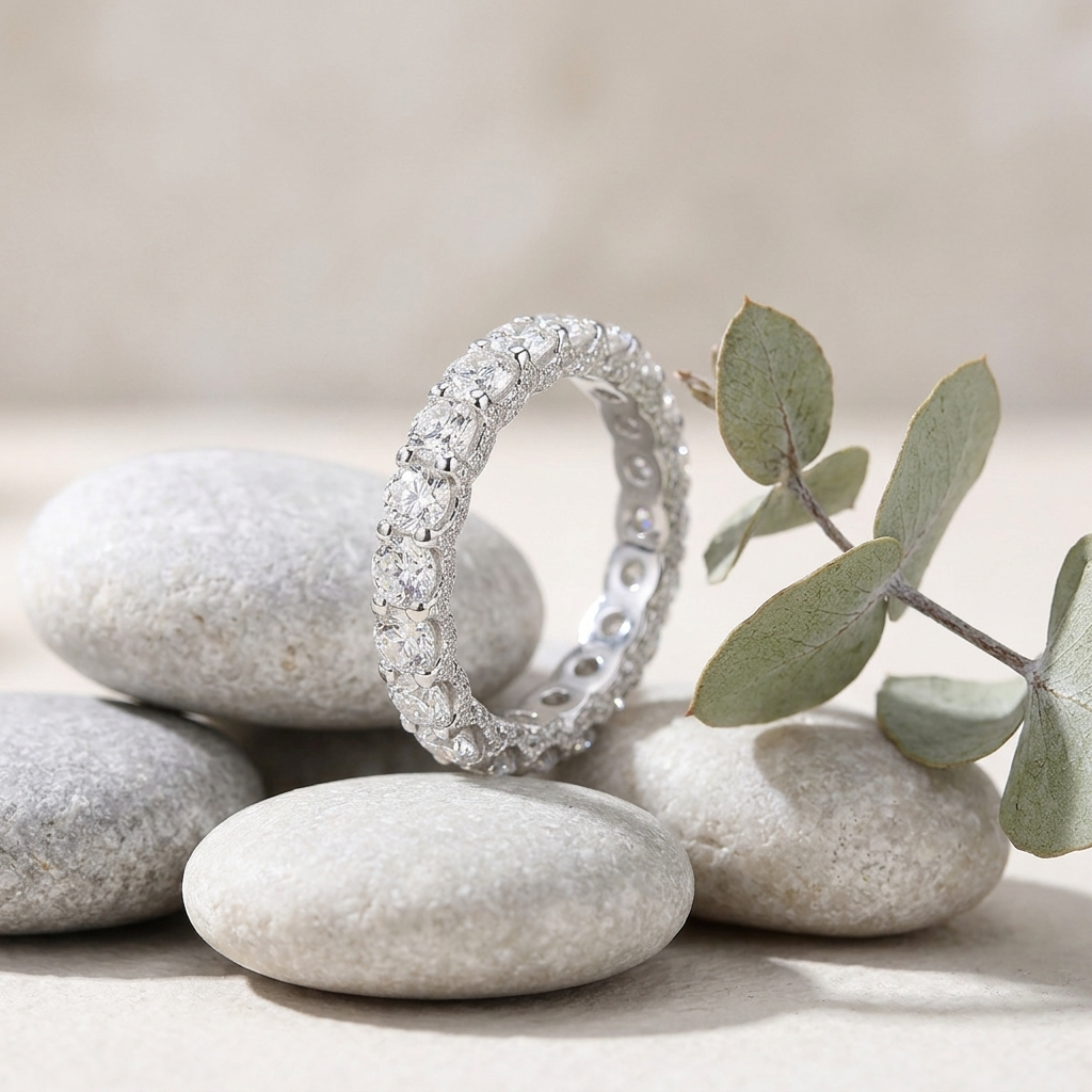 Moissanitring aus Sterlingsilber mit Vergoldung für Damen