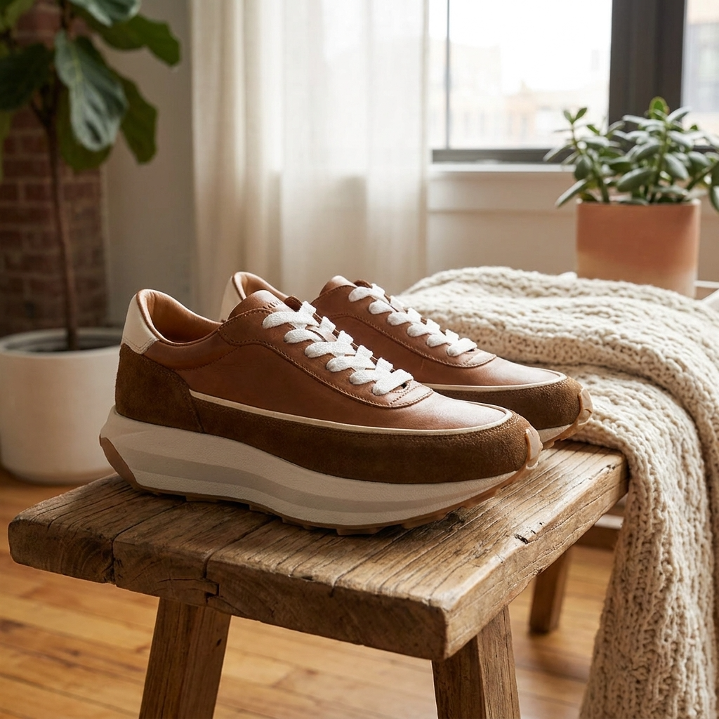 Men's Genuine Leather Running Shoes – Breathable Low-Top Cowhide Sneakers