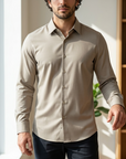 Men's Business Long Sleeve Solid Shirt — Wrinkle-Free Modal Blend