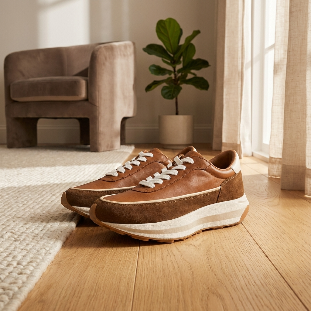 Men's Genuine Leather Running Shoes – Breathable Low-Top Cowhide Sneakers