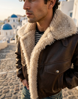 Men's Retro Faux Fur Collar PU Leather Jacket - Thickened Winter Coat