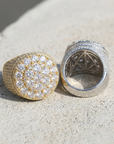 Men's Trendy Retro Flower Diamond Ring – Gold Plated Geometric Hip-Hop Statement Band