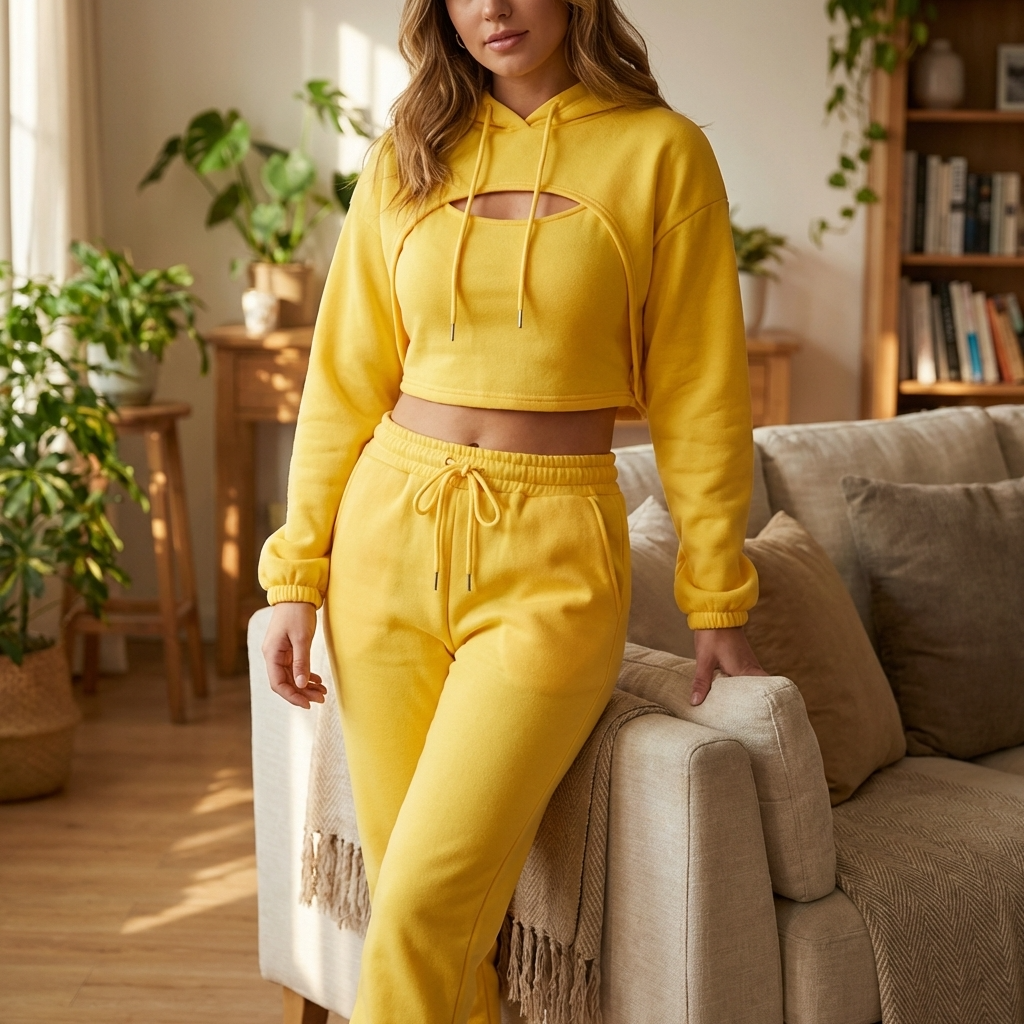 Damen-Velours-Trainingsanzug-Set – 3-teilig Hoodie, Weste und Hose, Fleece-gefüttert, Casual Streetwear Outfit