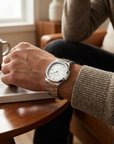 Men's Quartz Watch – Waterproof 3ATM Steel Strap with Luminous Dial, Calendar & 24-Hour Display