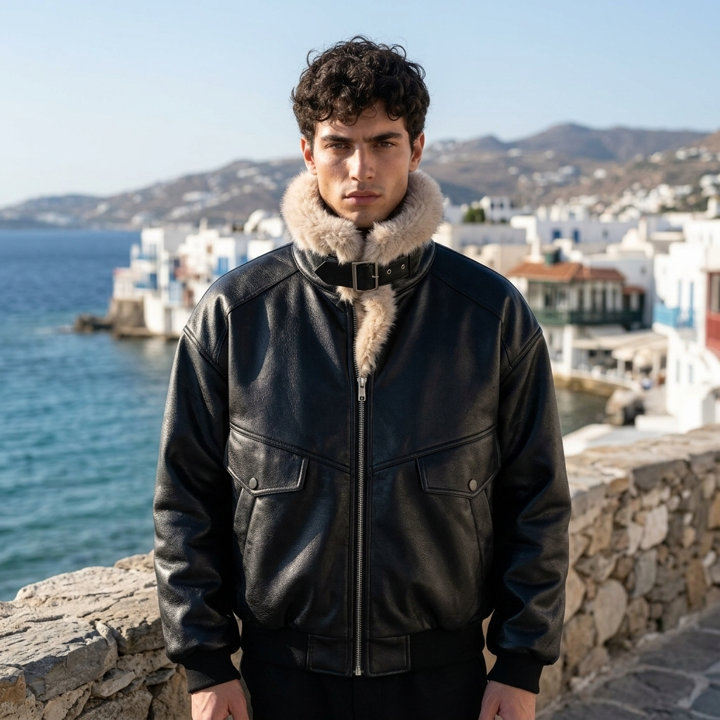Men's Retro Faux Fur Collar PU Leather Jacket - Thickened Winter Coat