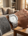 Men's Quartz Watch – Waterproof 3ATM Steel Strap with Luminous Dial, Calendar & 24-Hour Display