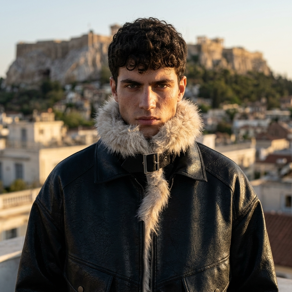 Men's Retro Faux Fur Collar PU Leather Jacket - Thickened Winter Coat