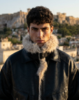 Men's Retro Faux Fur Collar PU Leather Jacket - Thickened Winter Coat