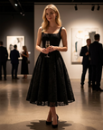 Women's Jacquard Slip Dress – A-Line Camisole High-Waist Mid-Length Formal Party Dress
