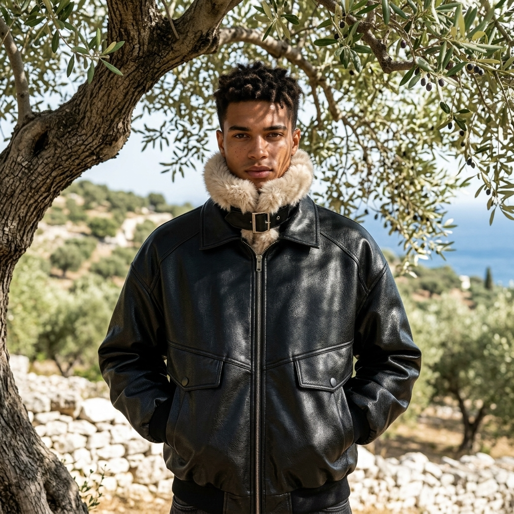 Men's Retro Faux Fur Collar PU Leather Jacket - Thickened Winter Coat