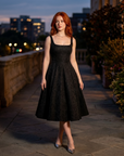 Women's Jacquard Slip Dress – A-Line Camisole High-Waist Mid-Length Formal Party Dress