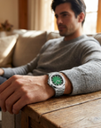Men's Quartz Watch – Waterproof 3ATM Steel Strap with Luminous Dial, Calendar & 24-Hour Display