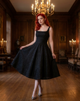 Women's Jacquard Slip Dress – A-Line Camisole High-Waist Mid-Length Formal Party Dress