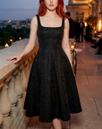 Women's Jacquard Slip Dress – A-Line Camisole High-Waist Mid-Length Formal Party Dress