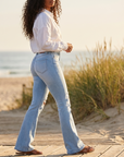 Women's Ripped High Waist Wide Leg Denim Trousers