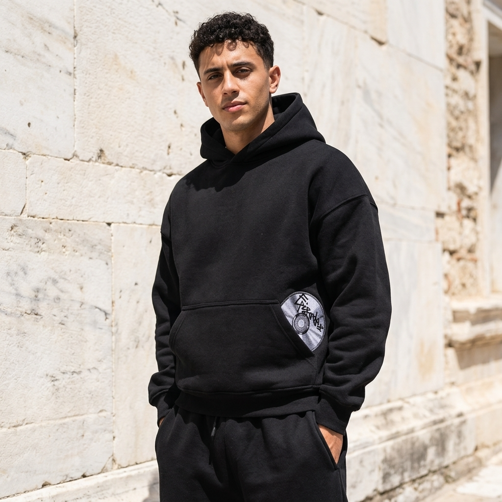 Men's CD Print Hoodie &amp; Sweatpants Set – Retro Streetwear Two-Piece