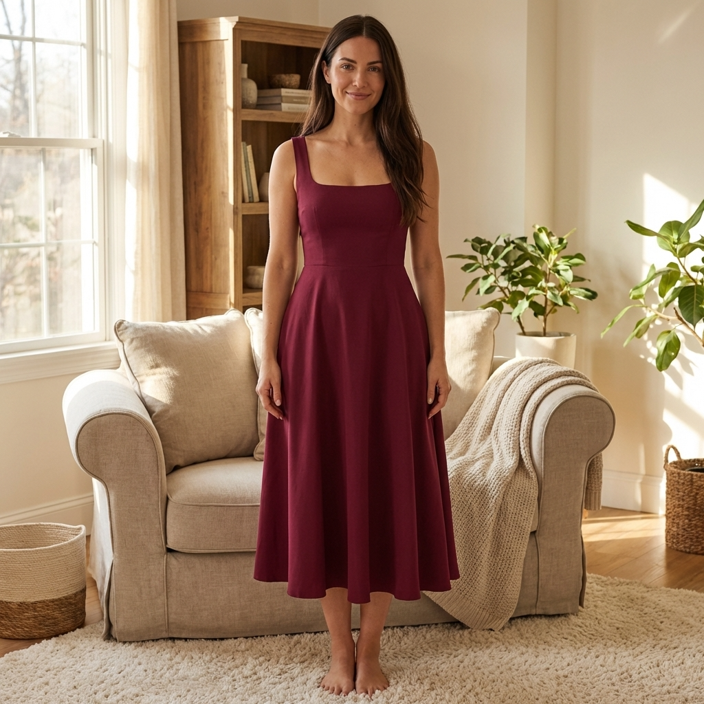 Damen ärmelloses Maxikleid mit eckigem Ausschnitt und hoher Taille – Elegantes, eng anliegendes, einfarbiges Kleid im schicken Stil