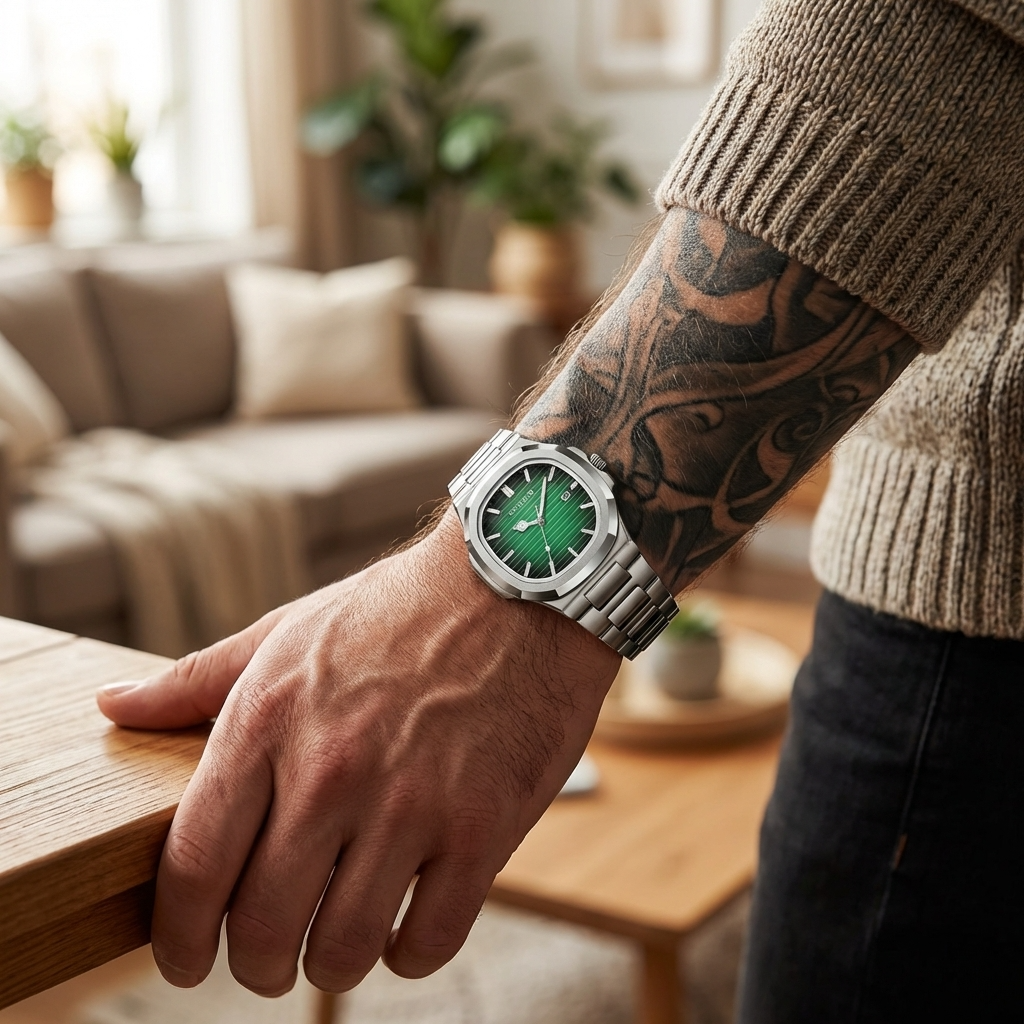 Men's Quartz Watch – Waterproof 3ATM Steel Strap with Luminous Dial, Calendar &amp; 24-Hour Display