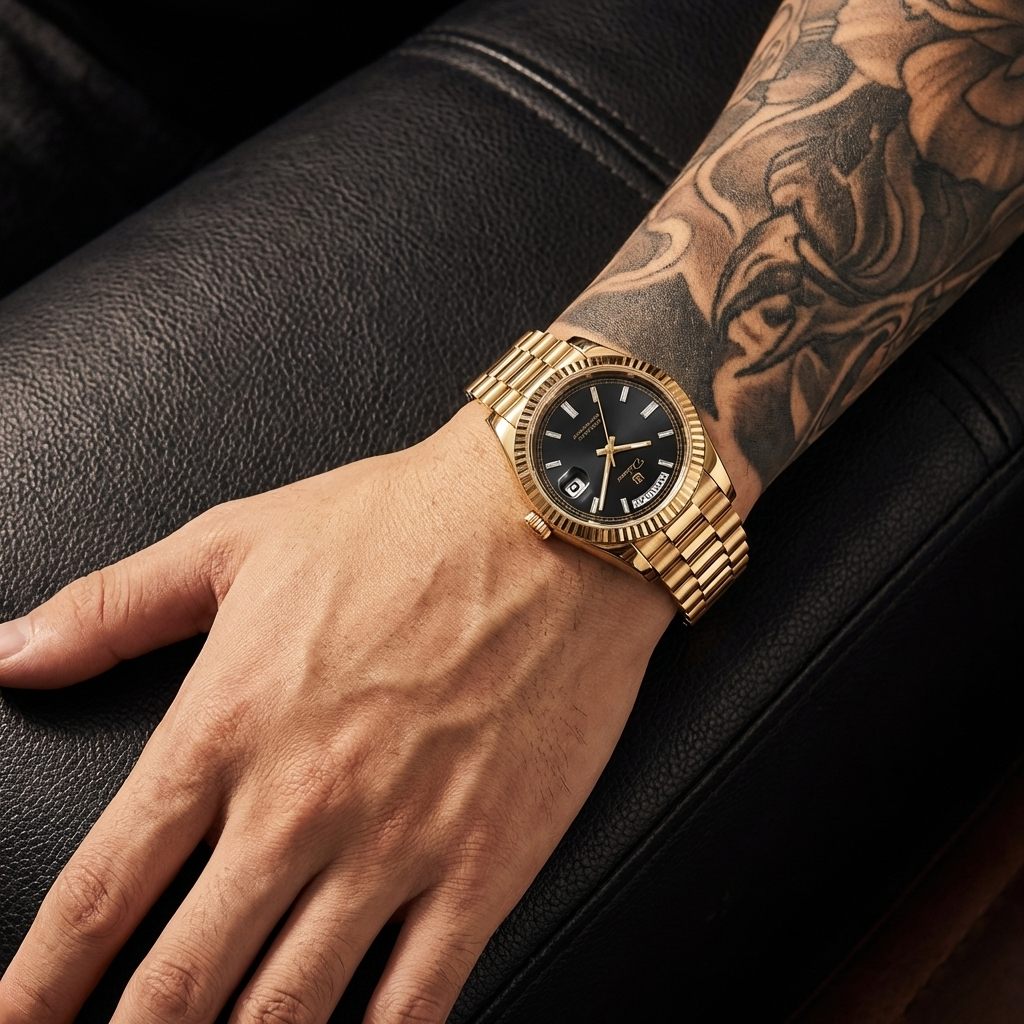 Men's Automatic Calendar Watch – Stainless Steel Mechanical Timepiece with Day-Date Display, Mineral Crystal &amp; Waterproof Design