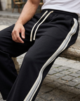 Men's Casual Wide-Leg Trousers — Fleece-Lined Drawstring Pants