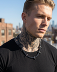 Men's Black Zircon Tennis Chain Necklace with Panther Pendant