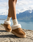 Women's Genuine Wool Snow Boots – Cowhide Slip-On with Thick EVA Sole