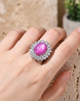 Women's Six-Ray Star Natural Ruby Sterling Silver Ring