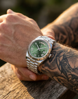 Men's Automatic Calendar Watch – Stainless Steel Mechanical Timepiece with Day-Date Display, Mineral Crystal & Waterproof Design