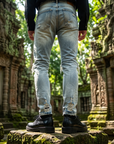 Men's Light Blue Distressed Skinny Jeans – Ripped Slim Fit Denim
