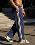 Men's Casual Wide-Leg Trousers — Fleece-Lined Drawstring Pants