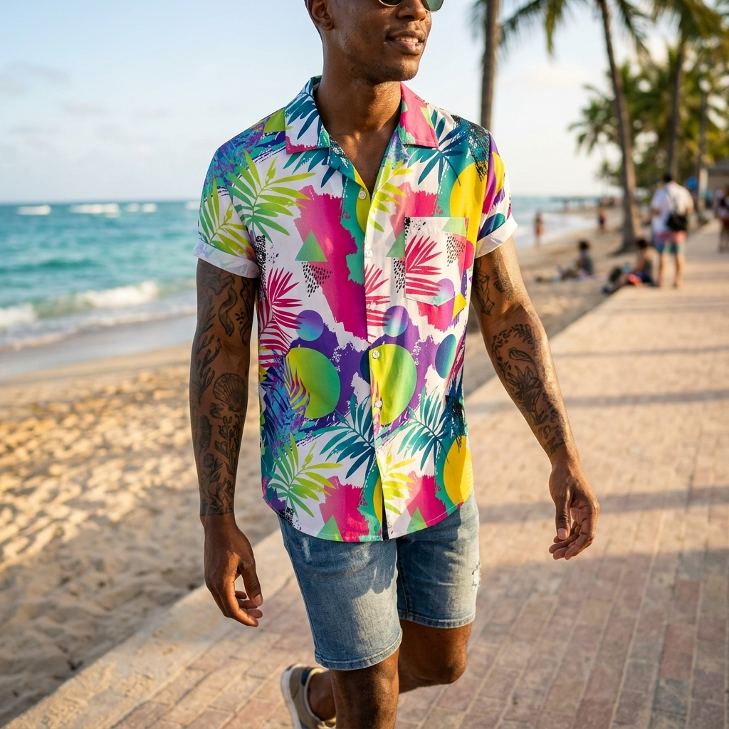 Men's Floral Print Short Sleeve Shirt – Loose Fit Summer Style