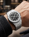 Herren Multifunktions-wasserdichte leuchtende Chronographenuhr – 42mm Quarz Kalender Edelstahlarmband Sport Business Zeitmesser