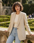 Damen Blazer Jacke im Oversize-Schnitt – Minimalistischer Ein-Knopf-Anzugblazer aus leichtem Stoff & Elegantem Casual-Professional Stil