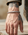 Men's Geometric Stainless Steel Bracelet – Mobius-Inspired Magnetic Clasp Hip-Hop Silver Bangle