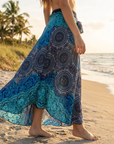 Jupe-robe de plage 100 % rayonne pour femme – Jupe portefeuille évasée florale convertible avec taille haute, style vacances léger et polyvalent