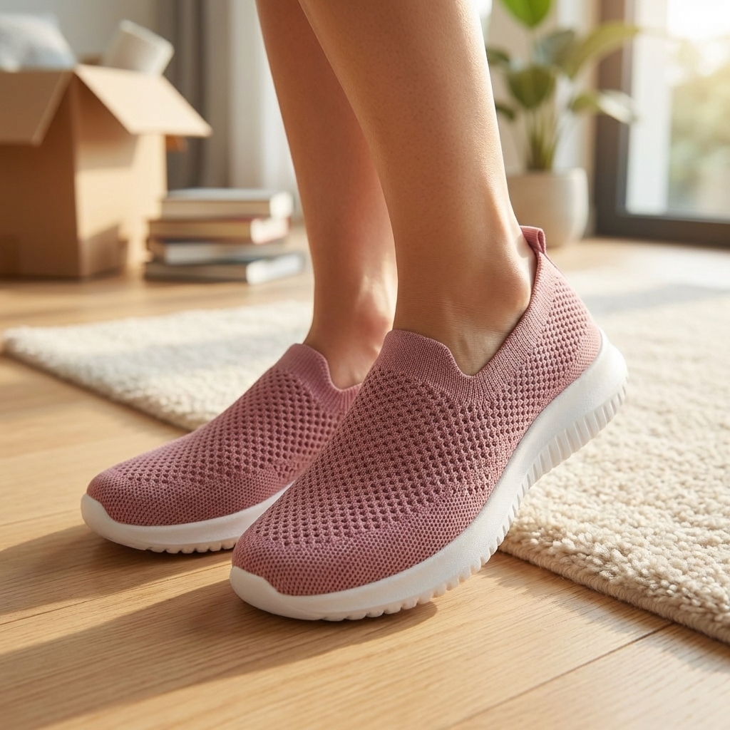 Chaussures à enfiler en maille respirante pour femme – Baskets confortables et légères avec semelle antidérapante, amorti doux et faciles à porter au quotidien