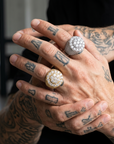Men's Trendy Retro Flower Diamond Ring – Gold Plated Geometric Hip-Hop Statement Band