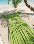 Women's One-Shoulder Crop Top & Ruched Skirt Set