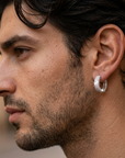 Men's Geometric Square Hoop Zircon Pair of Earrings