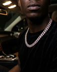 Men's Hip-Hop Dual-Tone Diamond Cuban Chain Necklace & Bracelet