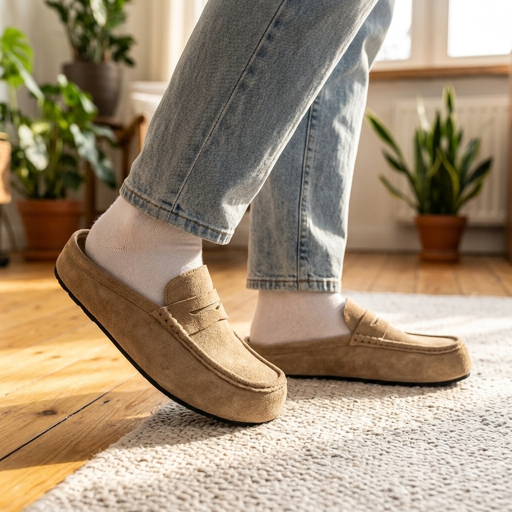 Men's Breathable Slip-On Slippers - Lightweight Flat Casual House Shoes