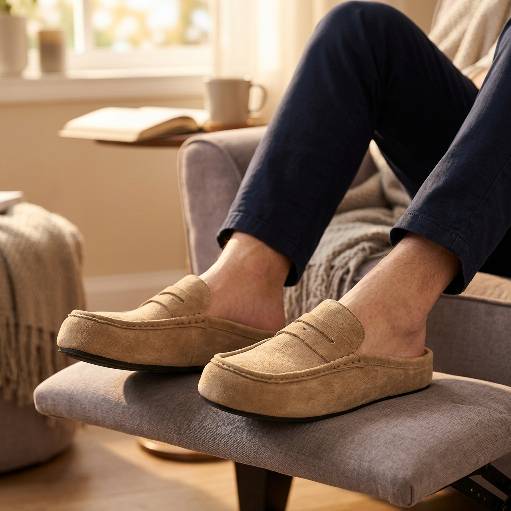 Men's Breathable Slip-On Slippers - Lightweight Flat Casual House Shoes