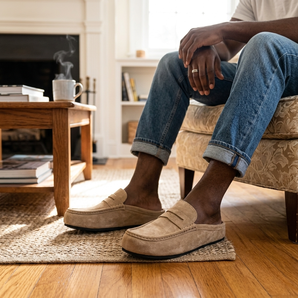 Men's Breathable Slip-On Slippers - Lightweight Flat Casual House Shoes