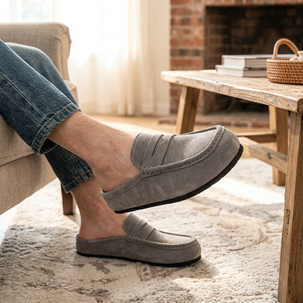 Men's Breathable Slip-On Slippers - Lightweight Flat Casual House Shoes