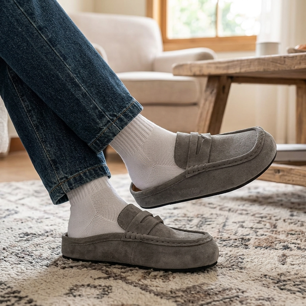Men's Breathable Slip-On Slippers - Lightweight Flat Casual House Shoes