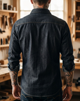 Men's Slim Fit Denim Workwear Shirt - Long Sleeve Button-Up