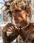 Men's Colorful Spliced Shell Pearl Necklace - Hip-Hop Style