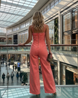 Women's Stretch Denim Jumpsuit – Slim Fit Sleeveless Overalls with Adjustable Straps & High Waist